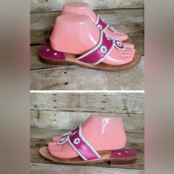 JACK ROGERS PREPPY CLASSIC CASUAL LEATHER THONG SANDALS SIZE 10M - Picture 2 of 4